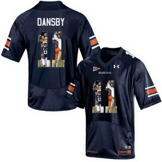 Auburn Tigers 11 Carlos Dansby Navy With Portrait Print College Football Jersey